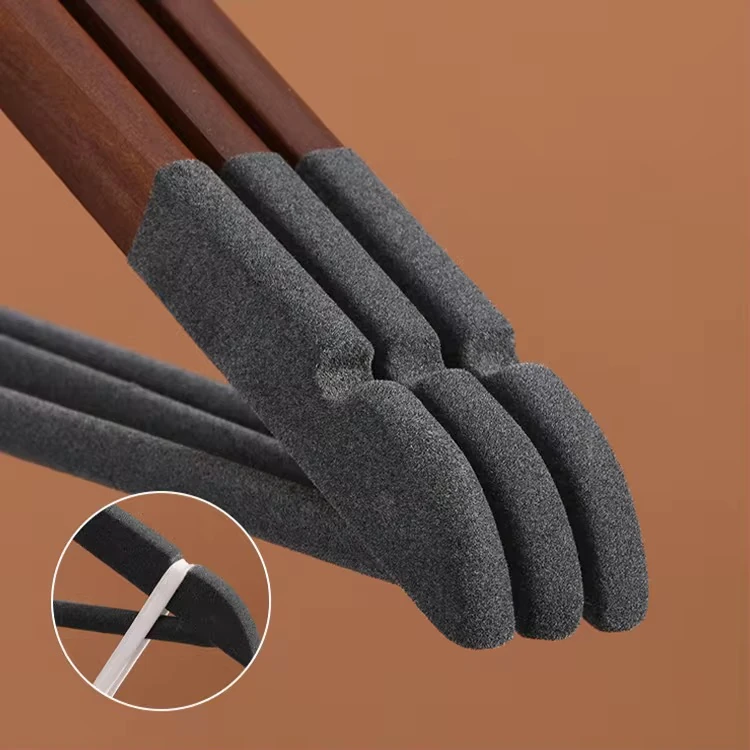 Ceviz Ahşap Kıyafet Ve Elbise Askısı Premium Özel Kadife Kaplama