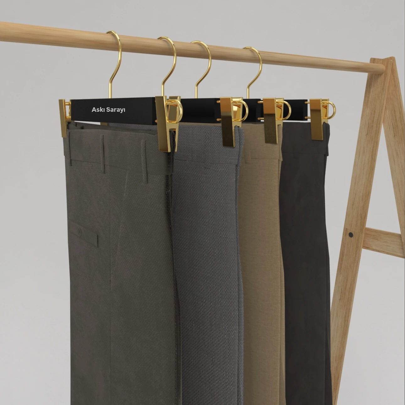 Siyah Ahşap Pantolon Ve Etek Askısı Standart Kanca