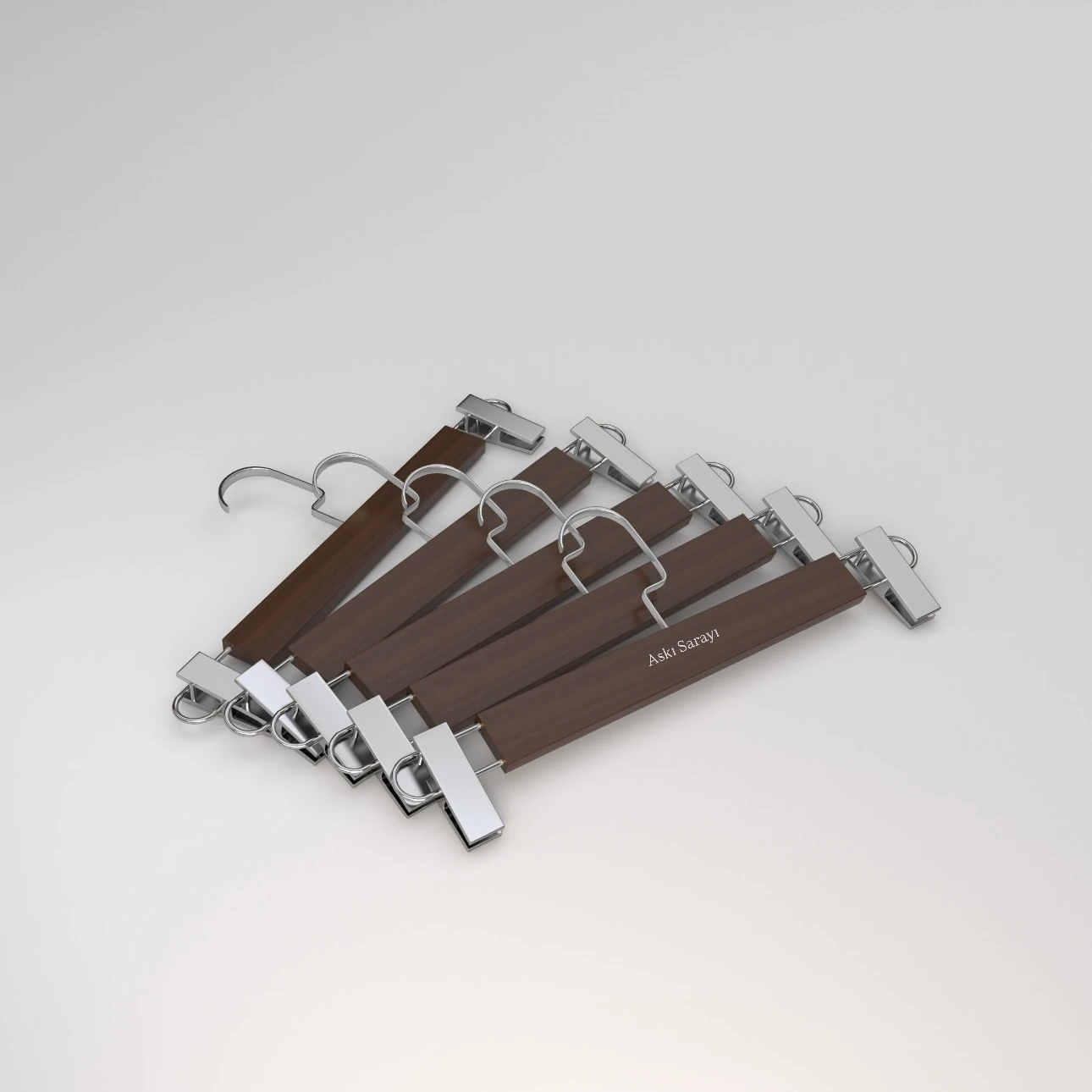 Ceviz Ahşap Pantolon Ve Etek Askısı Premium Özel Amerikan Kanca