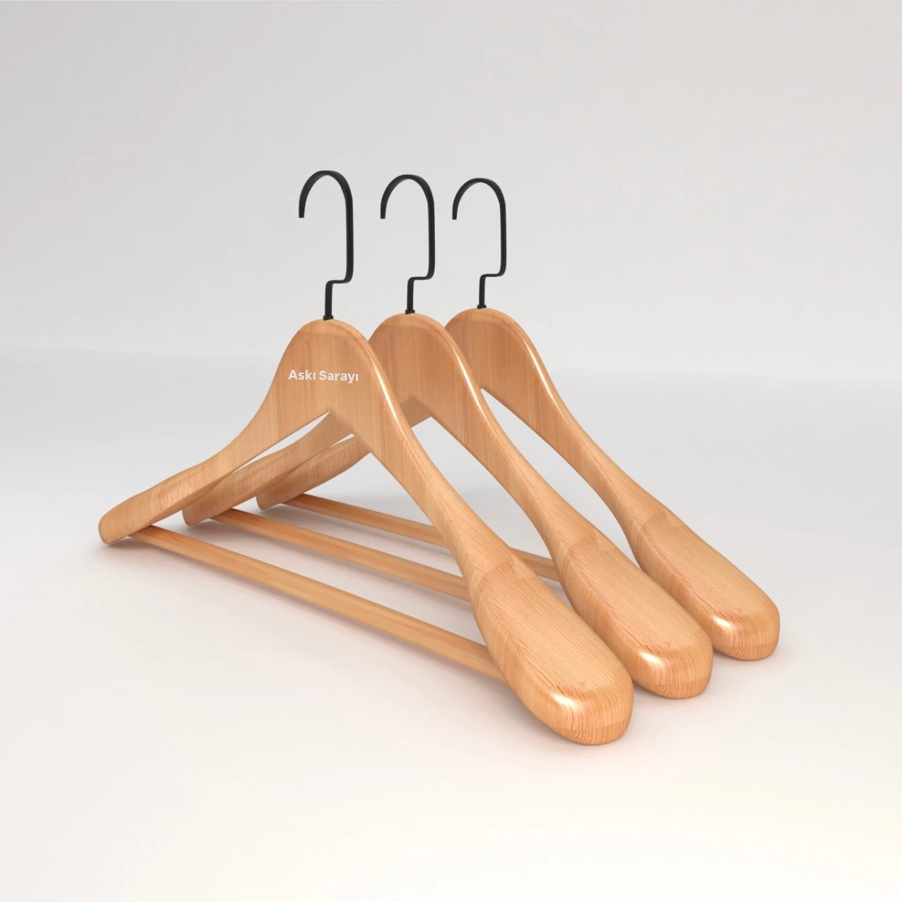 Naturel Ahşap Ceket Ve Palto Askısı Premium Özel Amerikan Kanca
