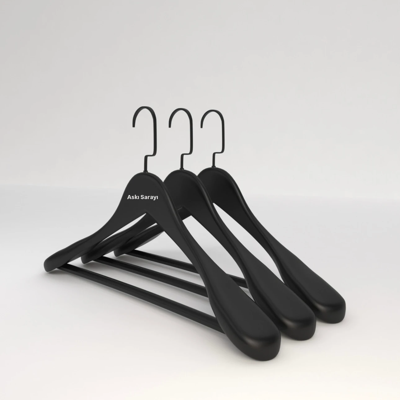 Siyah Ahşap Ceket Ve Palto Askısı Premium Özel Amerikan Kanca 