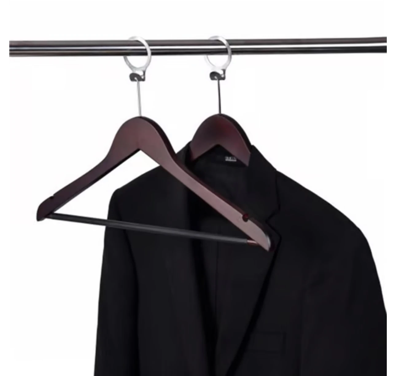 Ceviz Otel Askısı Elbise Ve Kıyafet Askısı Otel Çivili ( Anti Hırsızlık Önleyici )+ Otel Halkası Dahil