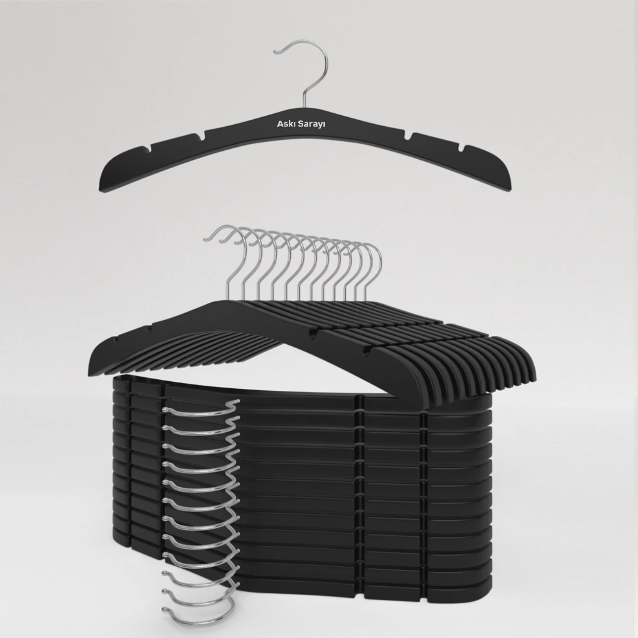 Siyah Ahşap Gelinlik Ve Abiye Askısı Standart Kalın Kanca