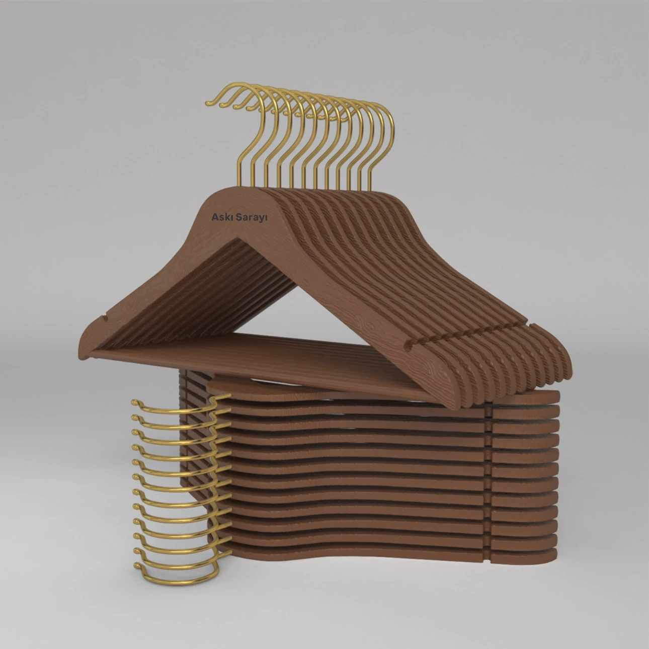 Kahverengi  Ahşap Görünümlü Plastik Elbise Ve Kıyafet Askısı Standart Kanca
