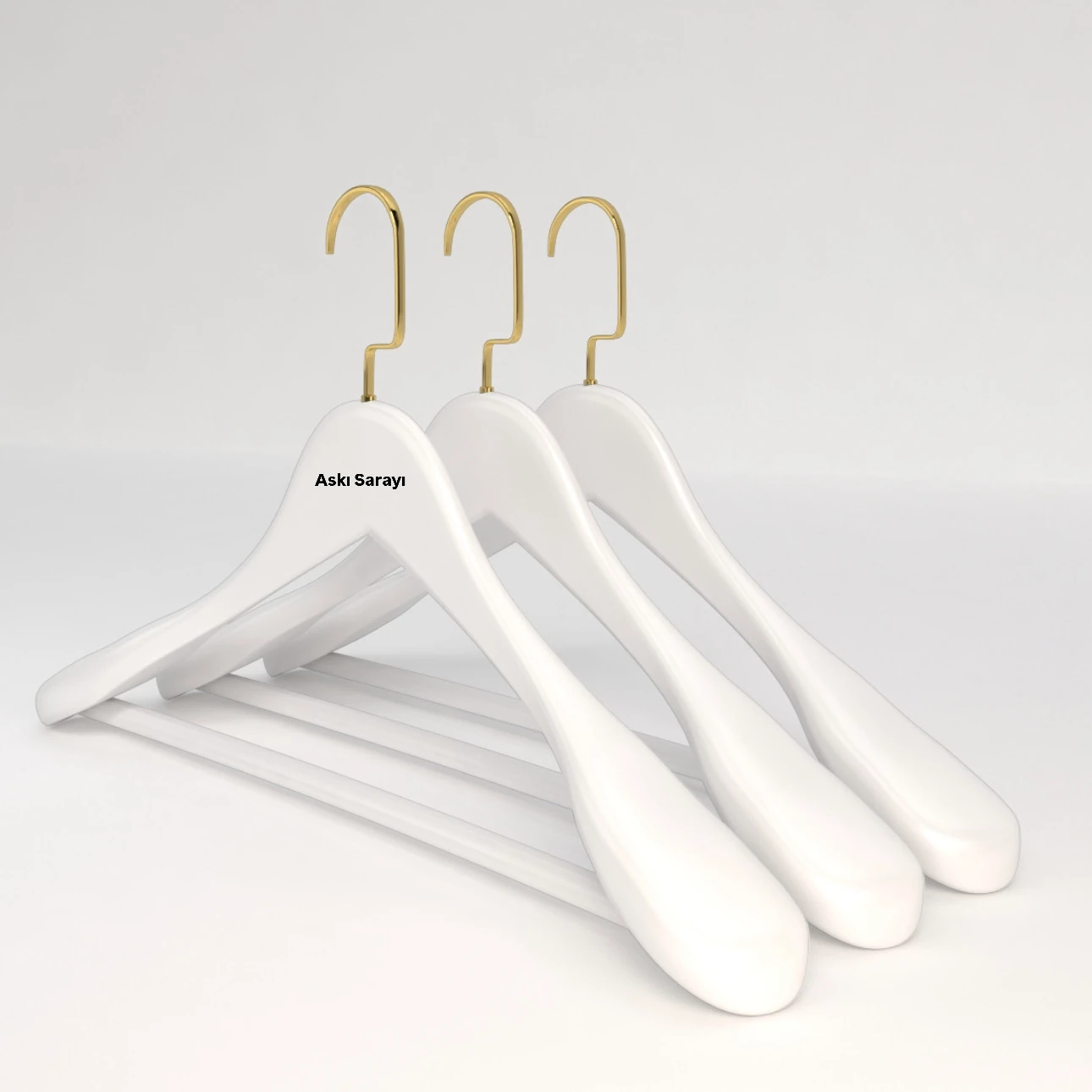 Beyaz Ahşap Ceket Ve Palto Askısı Premium Özel Amerikan Kanca