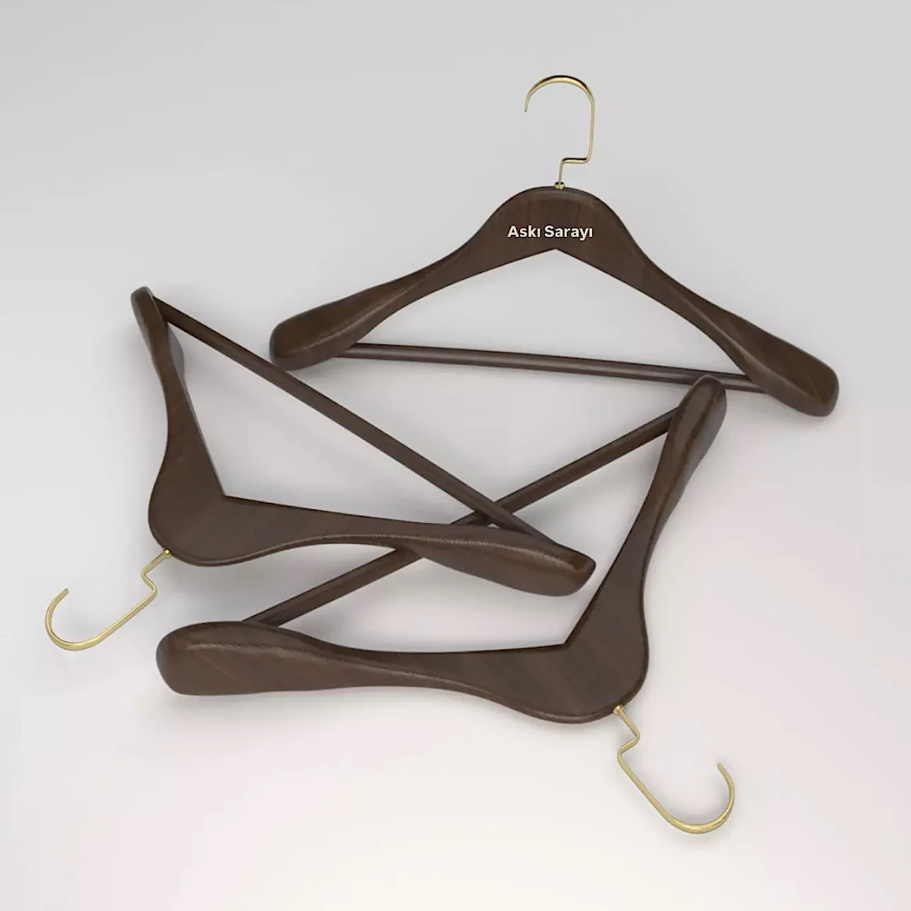 Ceviz Ahşap Ceket Ve Palto Askısı Premium Özel Amerikan Kanca