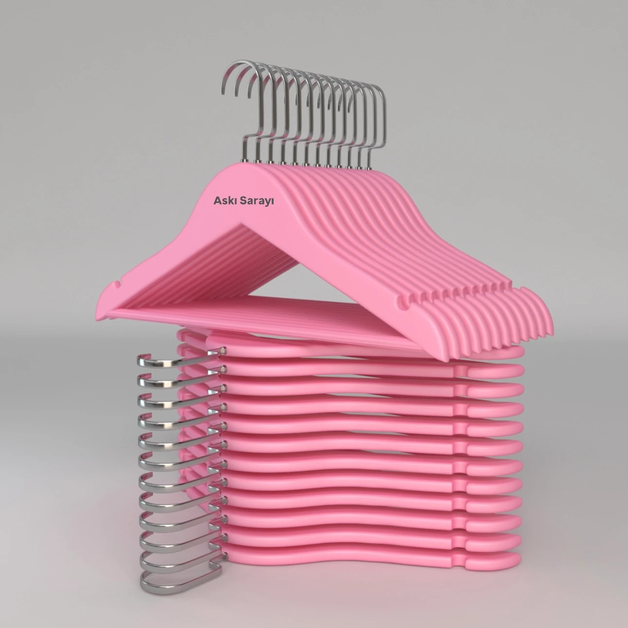 Pembe  Ahşap Çocuk Ve Bebek Askısı Premium Özel Amerikan Kanca