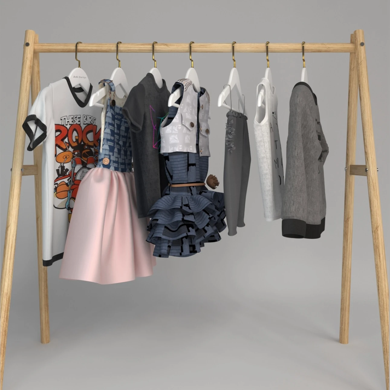 Beyaz Ahşap Çocuk Ve Bebek Askısı Premium Özel Amerikan Kanca 