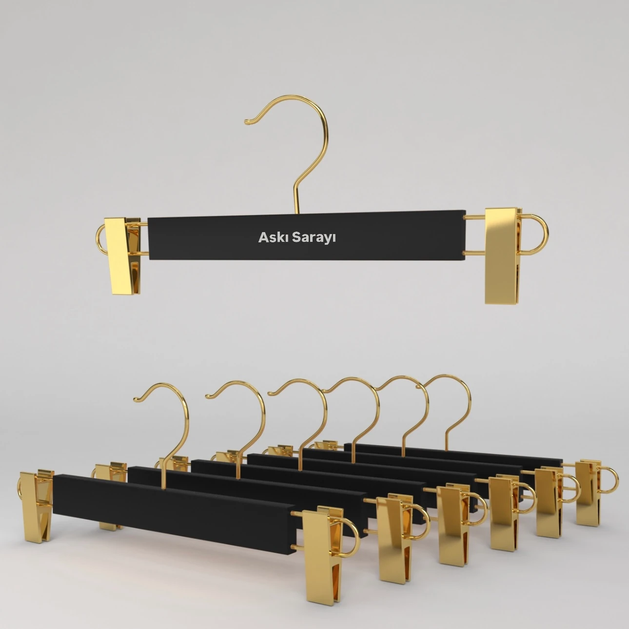 Siyah Ahşap Pantolon Ve Etek Askısı Standart Kanca