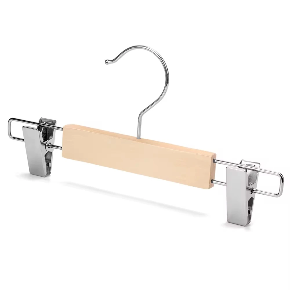 Ahşap Çocuk ve Bebek Pantolon & Etek Askısı Gümüş Kare Mandal Standart Kanca