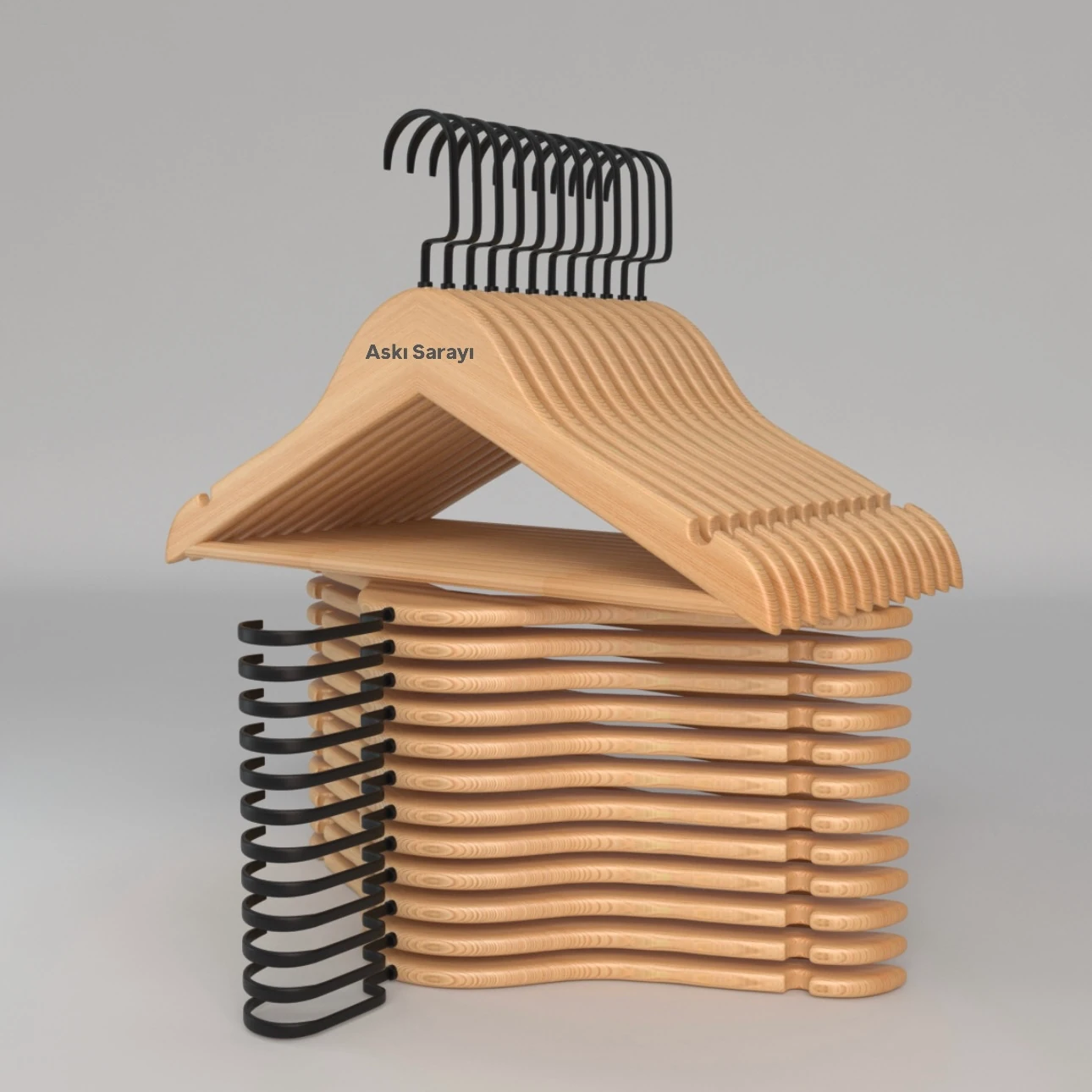 Naturel Ahşap Çocuk Ve Bebek Askısı Premium Özel Amerikan Kanca