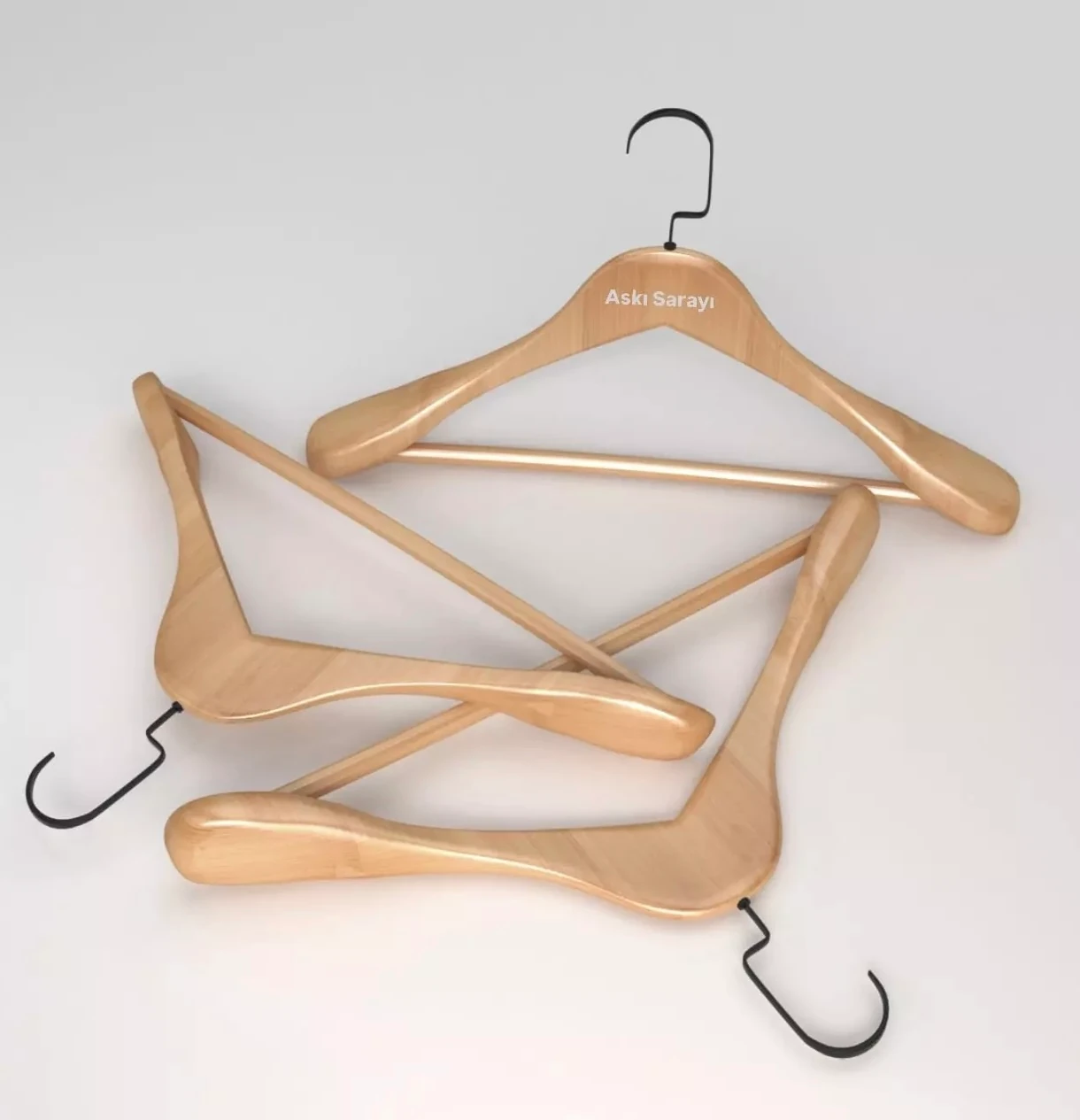 Naturel Ahşap Ceket Ve Palto Askısı Premium Özel Amerikan Kanca