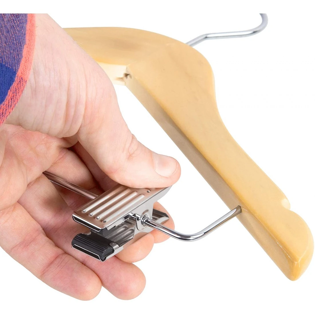 Naturel  Ahşap Çocuk Ve Bebek Askısı Alttan Klipsli Takım Askısı