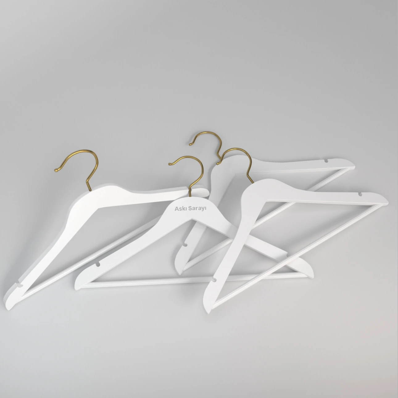 Beyaz Ahşap Kıyafet Ve Elbise Askısı Standart Kanca 