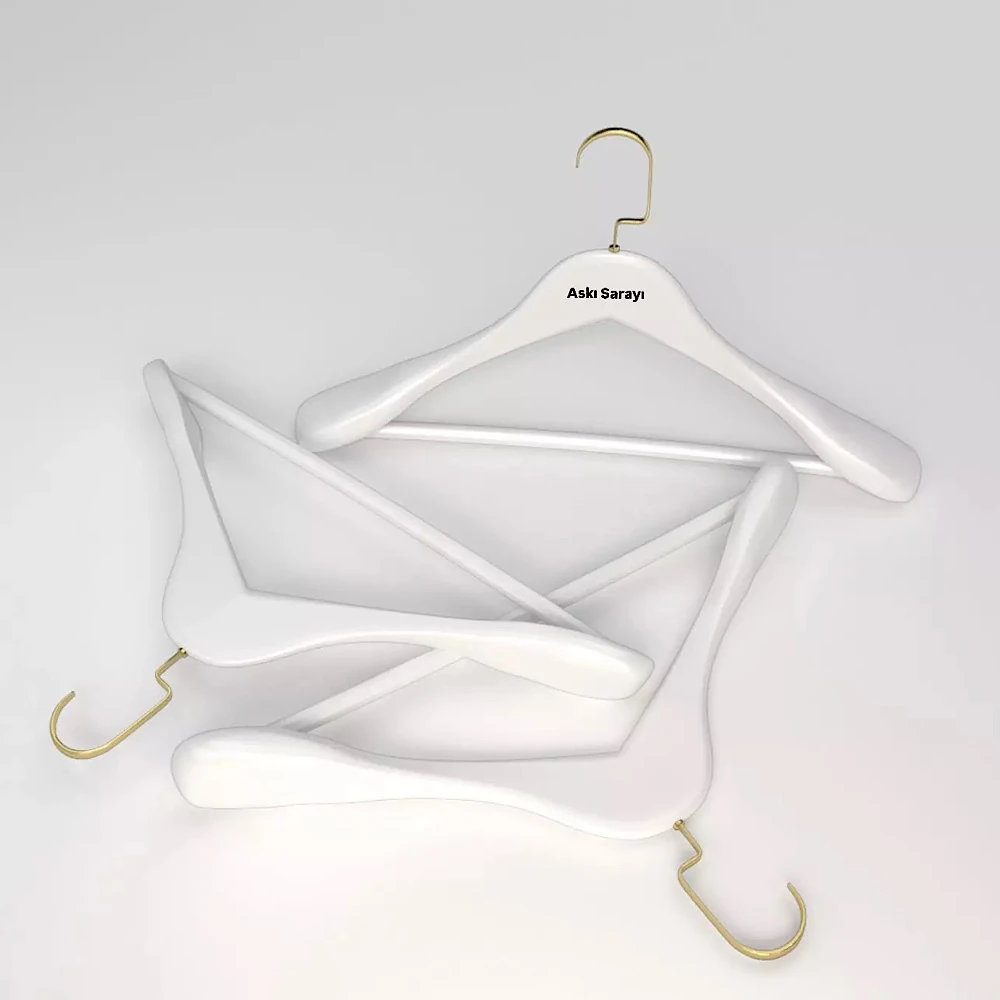 Beyaz Ahşap Ceket Ve Palto Askısı Premium Özel Amerikan Kanca
