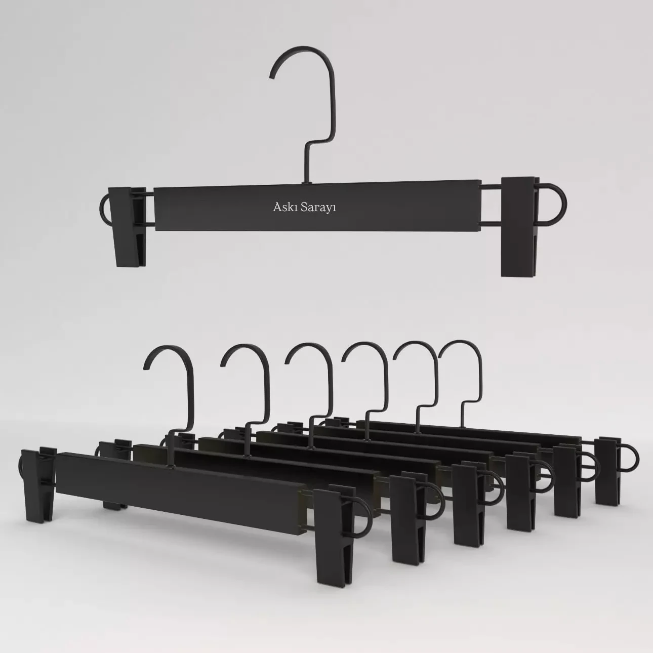 Siyah Ahşap Pantolon Ve Etek Askısı Premium Özel Amerikan Kanca