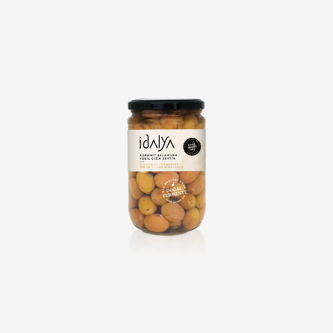 İdalya 660 cc Edremit Naturel Kırma Yeşil Zeytin