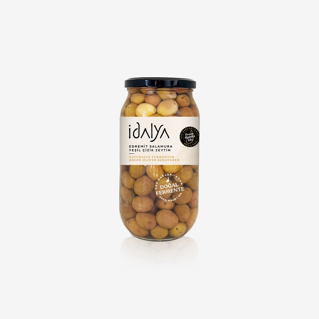 İdalya 1000cc Edremit Naturel Kırma Yeşil Zeytin