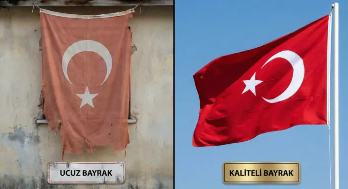Ucuz bayrak ve kaliteli bayrak karşılaştırması
