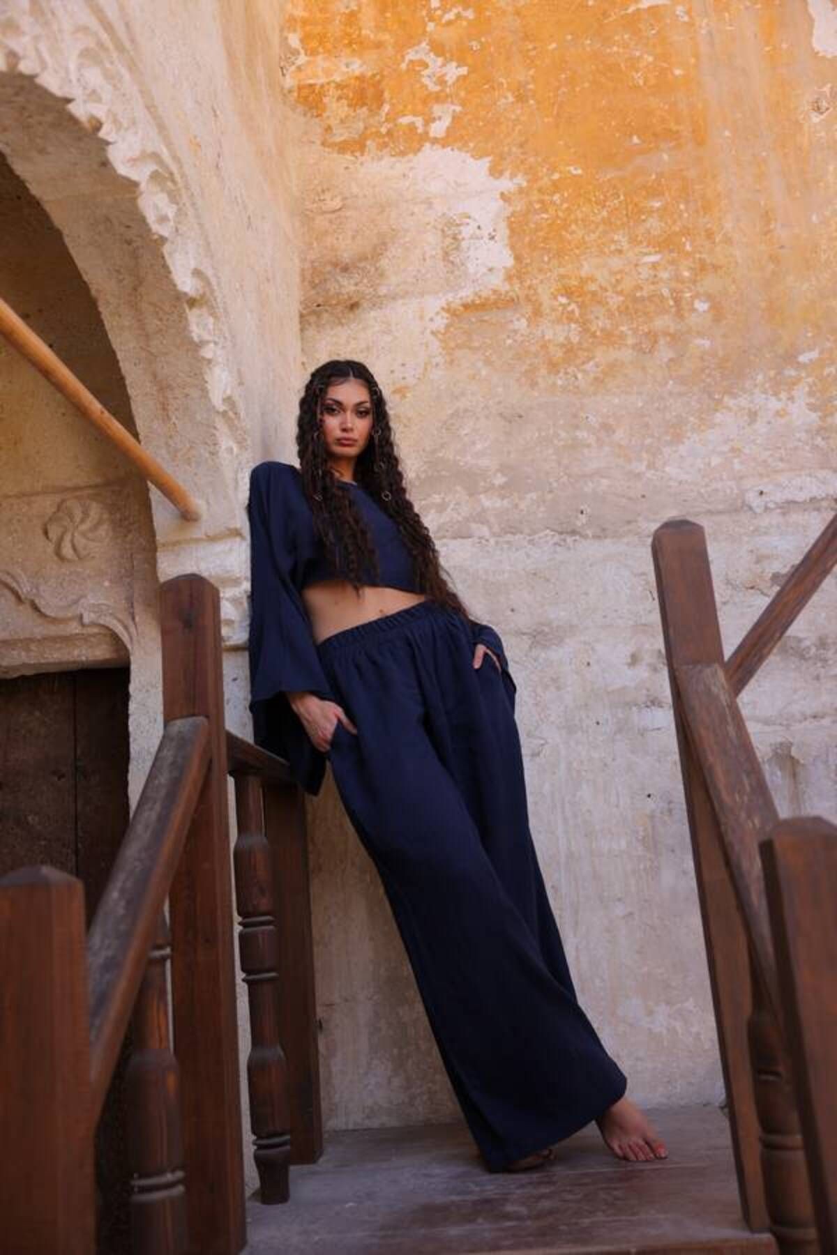 LYDIA PANTOLON TAKIM-MÜSLİN OVERSIZE CROP VE PANTOLON TAKIM