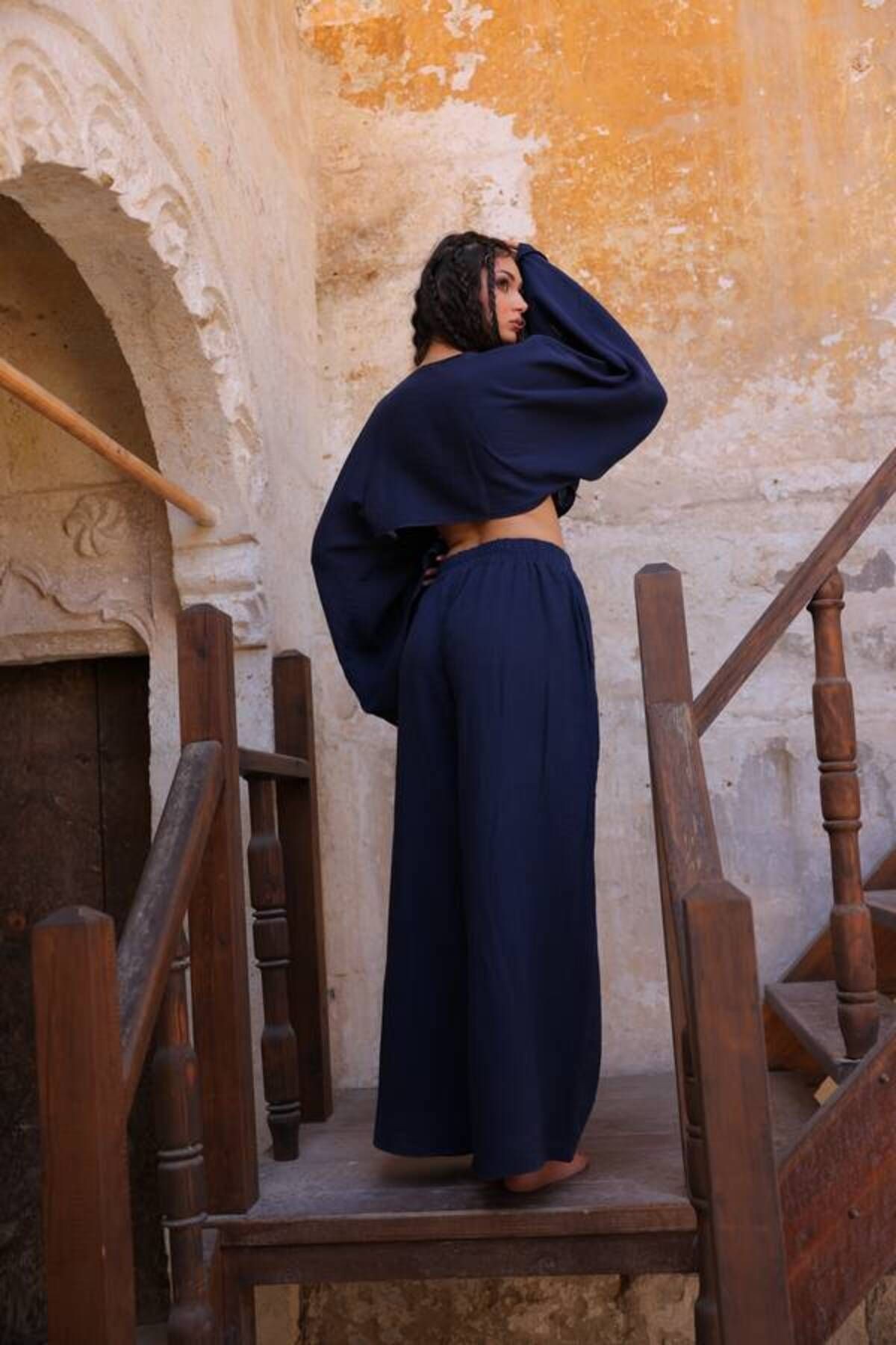 LYDIA PANTOLON TAKIM-MÜSLİN OVERSIZE CROP VE PANTOLON TAKIM