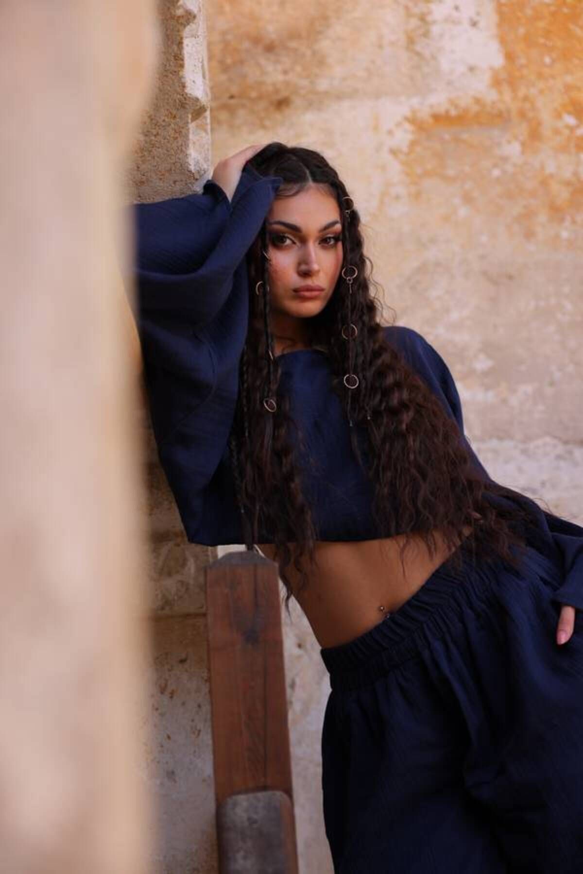 LYDIA PANTOLON TAKIM-MÜSLİN OVERSIZE CROP VE PANTOLON TAKIM