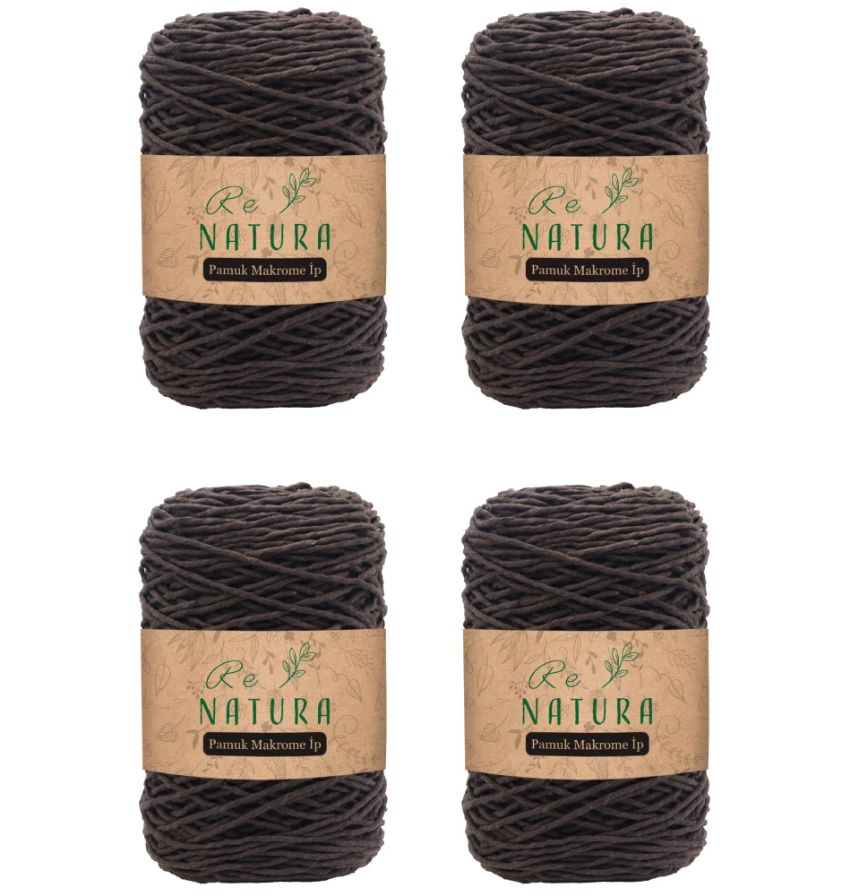 4'lü Taranabilir Makrome İp Seti - KAHVERENGİ