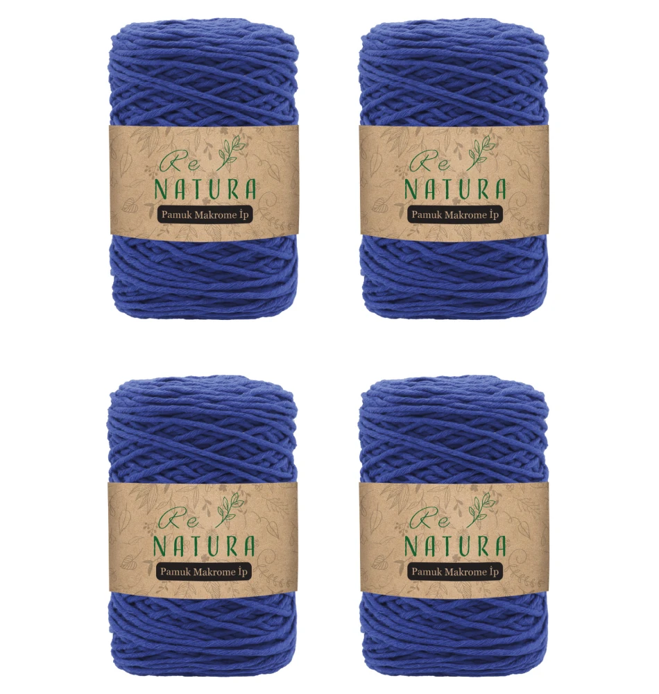 4'lü Taranabilir Makrome İp Seti - SAKS MAVİ