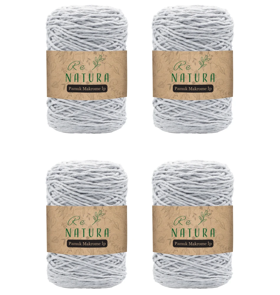 4'lü Taranabilir Makrome İp Seti - AÇIK GRİ