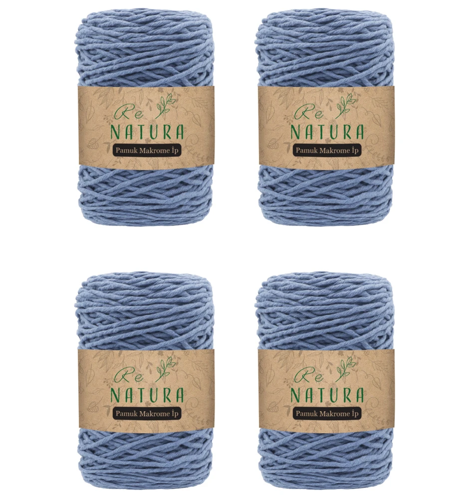 4'lü Taranabilir Makrome İp Seti - KOT MAVİ