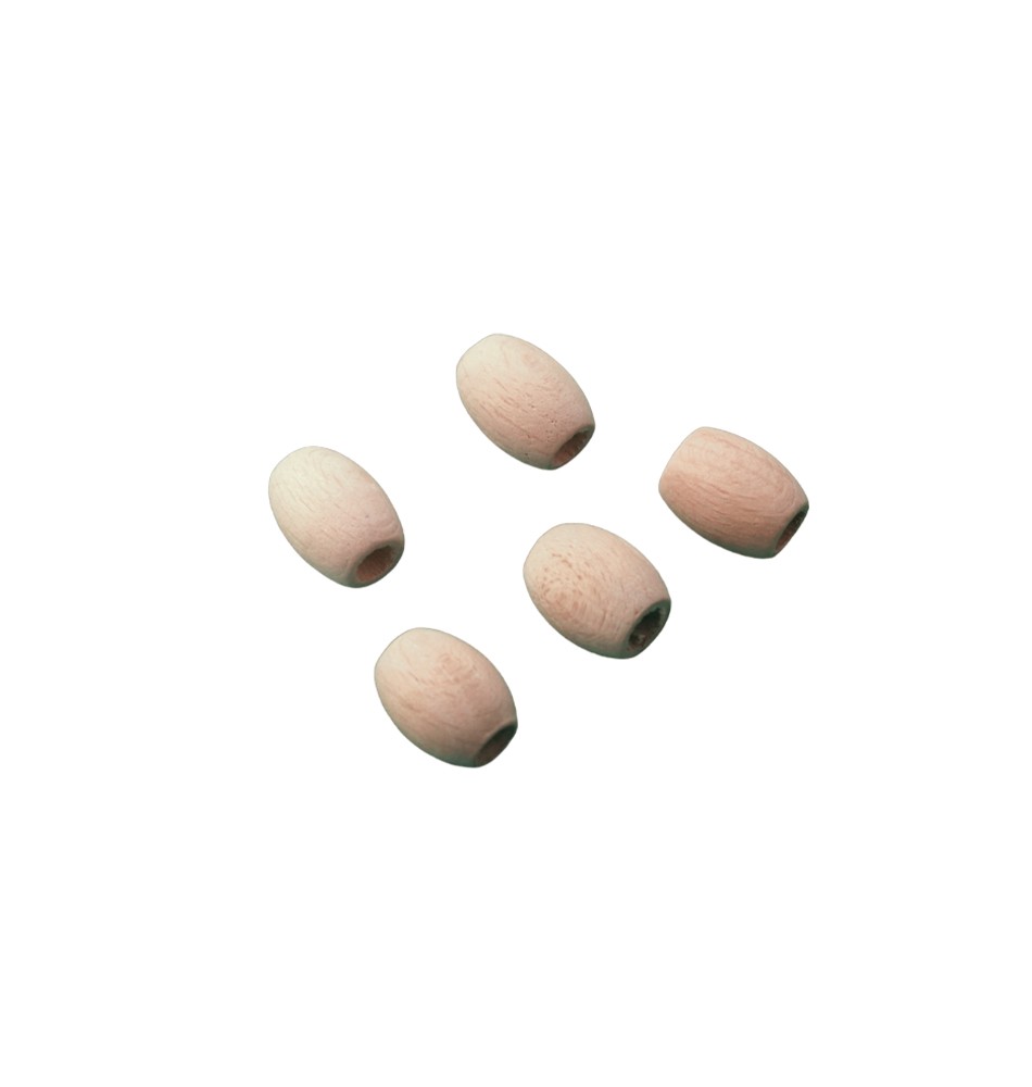 5'Lİ BONCUK  - 5'Lİ OVAL AHŞAP BONCUK 17MM HAM