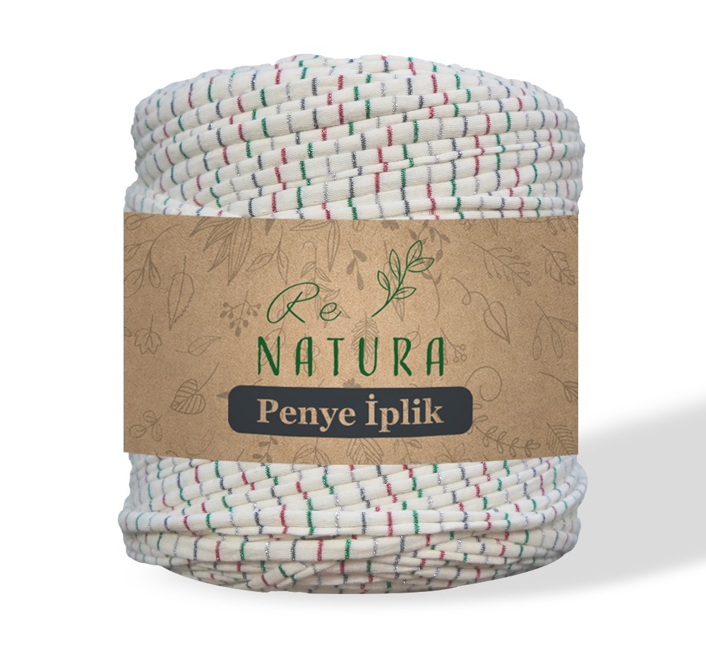 Büyük Boy Baskılı Penye İp - RENKLİ ÇİZGİLİ