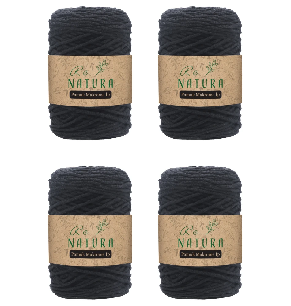 4'lü Taranabilir Makrome İp Seti - SİYAH