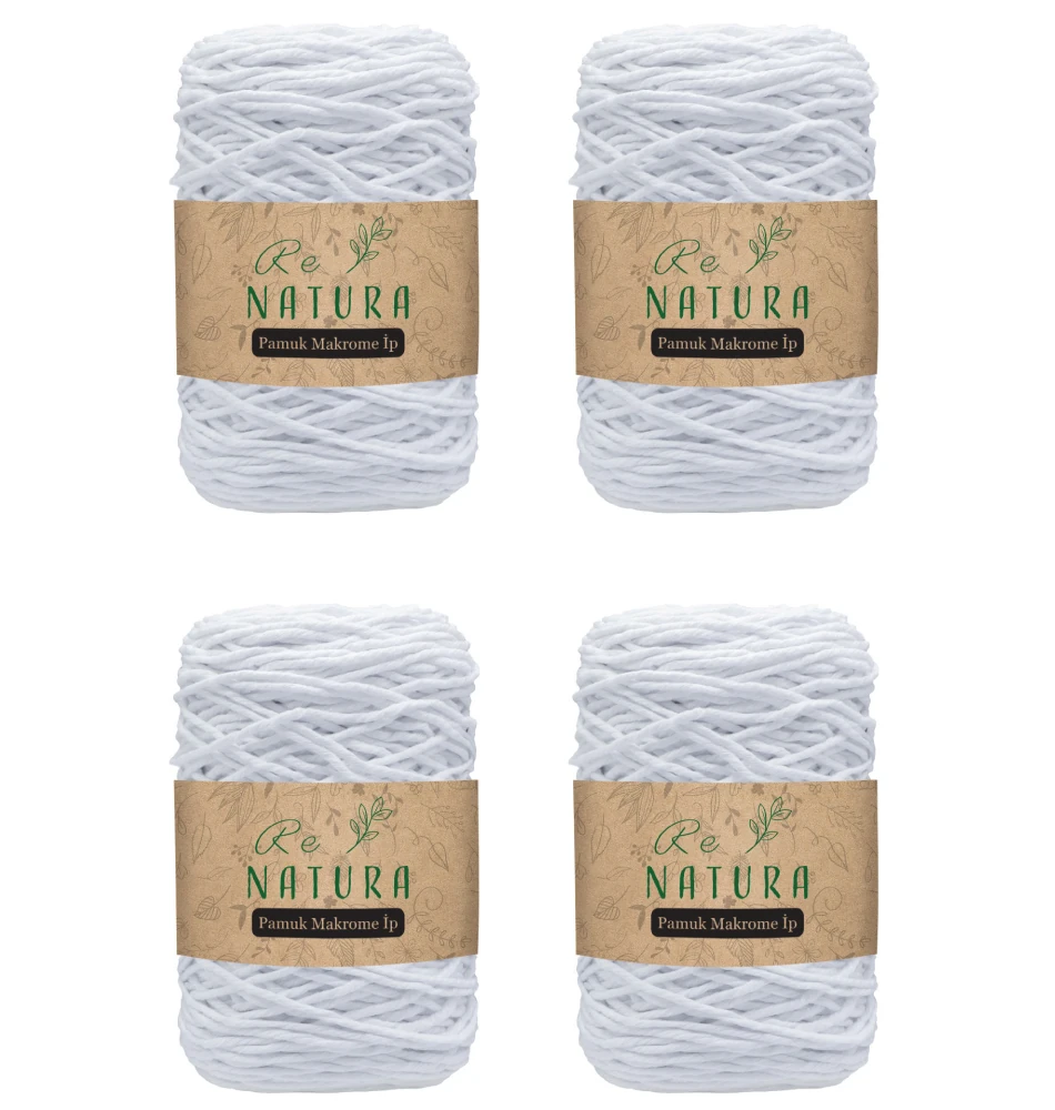 4'lü Taranabilir Makrome İp Seti - BEYAZ