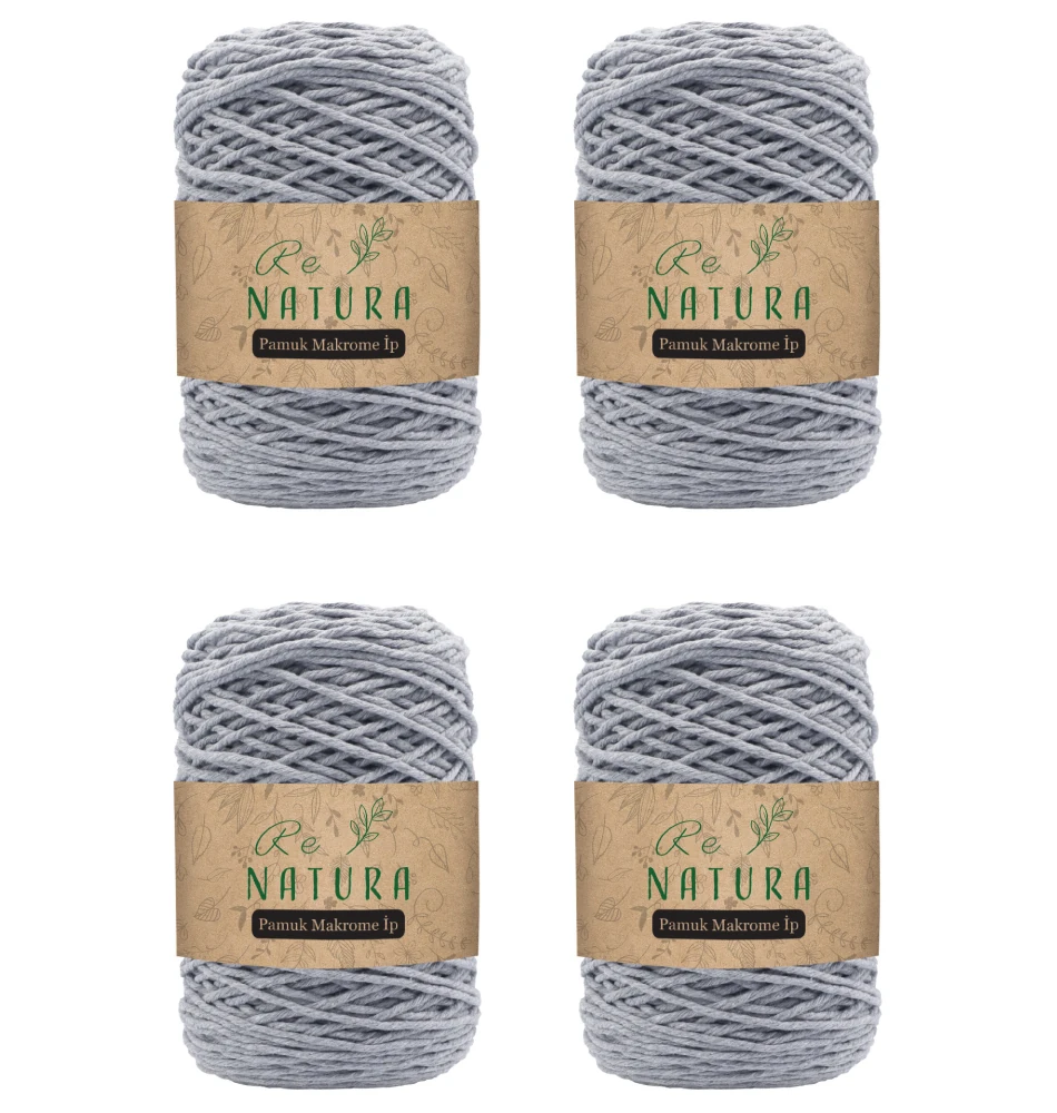 4'lü Taranabilir Makrome İp Seti - GRİ