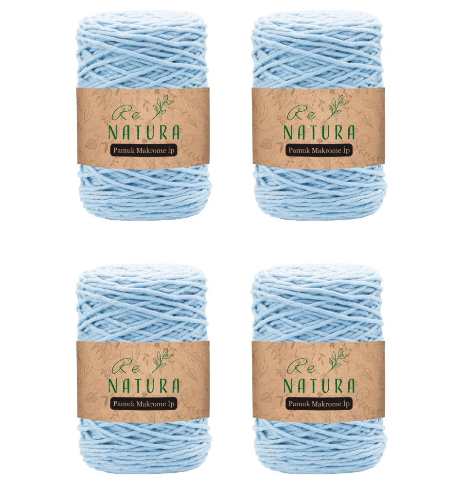 4'lü Taranabilir Makrome İp Seti - BEBE MAVİ