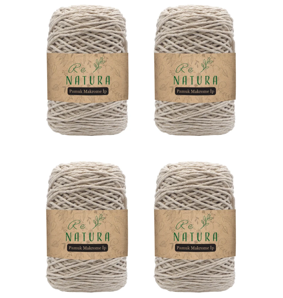 4'lü Taranabilir Makrome İp Seti - AÇIK BEJ