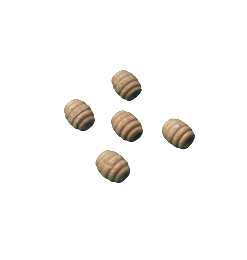 5'Lİ BONCUK  - 5'Lİ TIRTIKLI AHŞAP BONCUK CİLALI 15MM