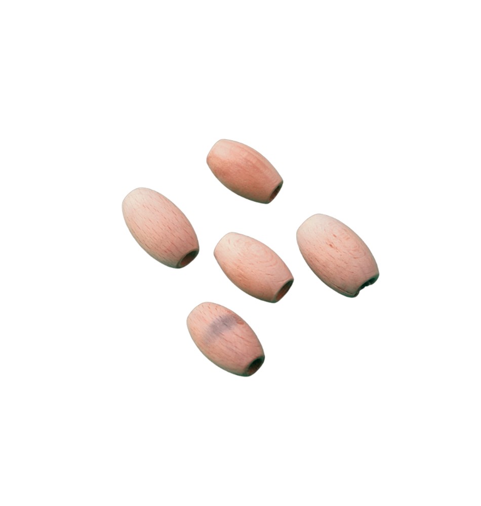 5'Lİ BONCUK  - 5'Lİ OVAL AHŞAP BONCUK 22MM HAM