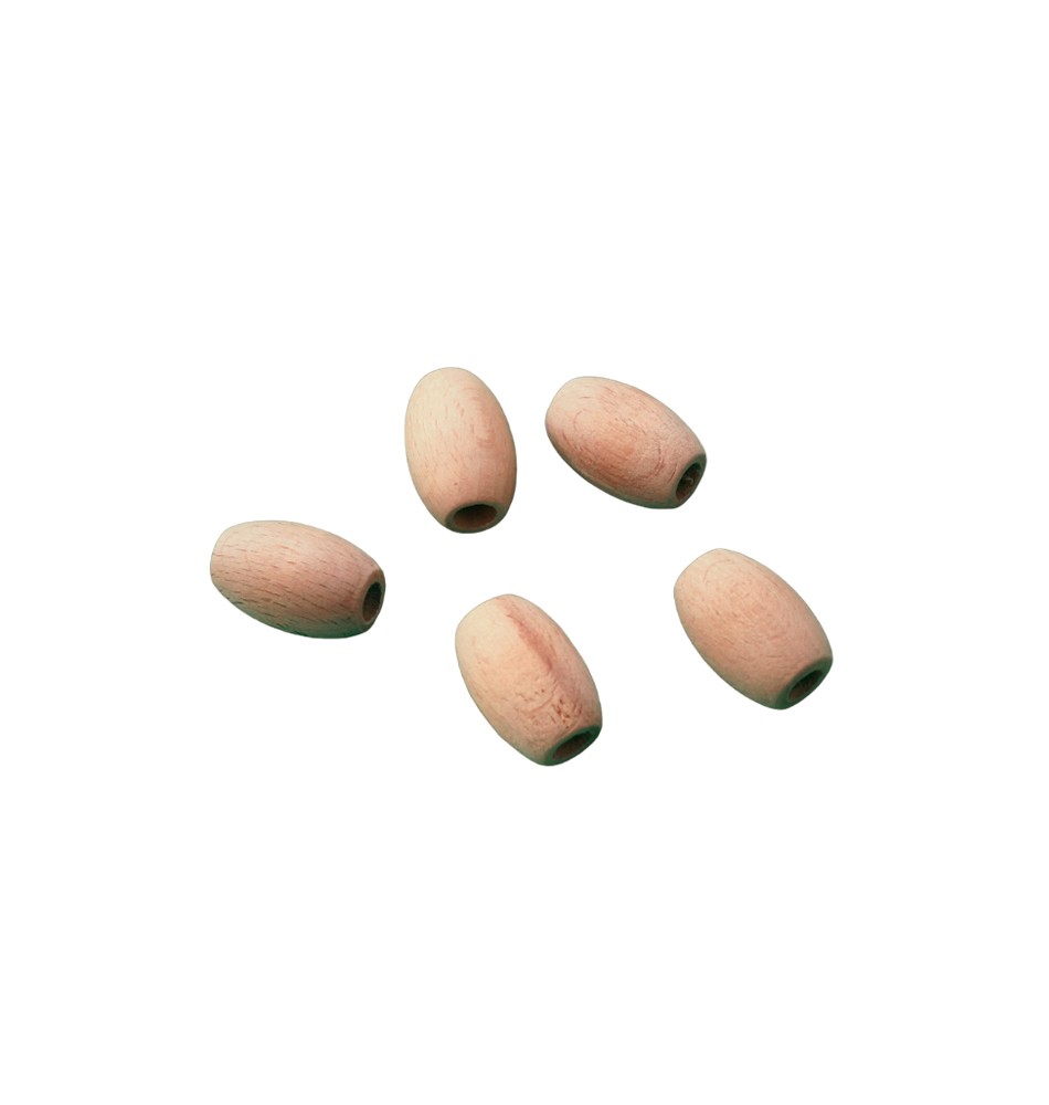 5'Lİ BONCUK  - 5'Lİ OVAL AHŞAP BONCUK 26MM HAM