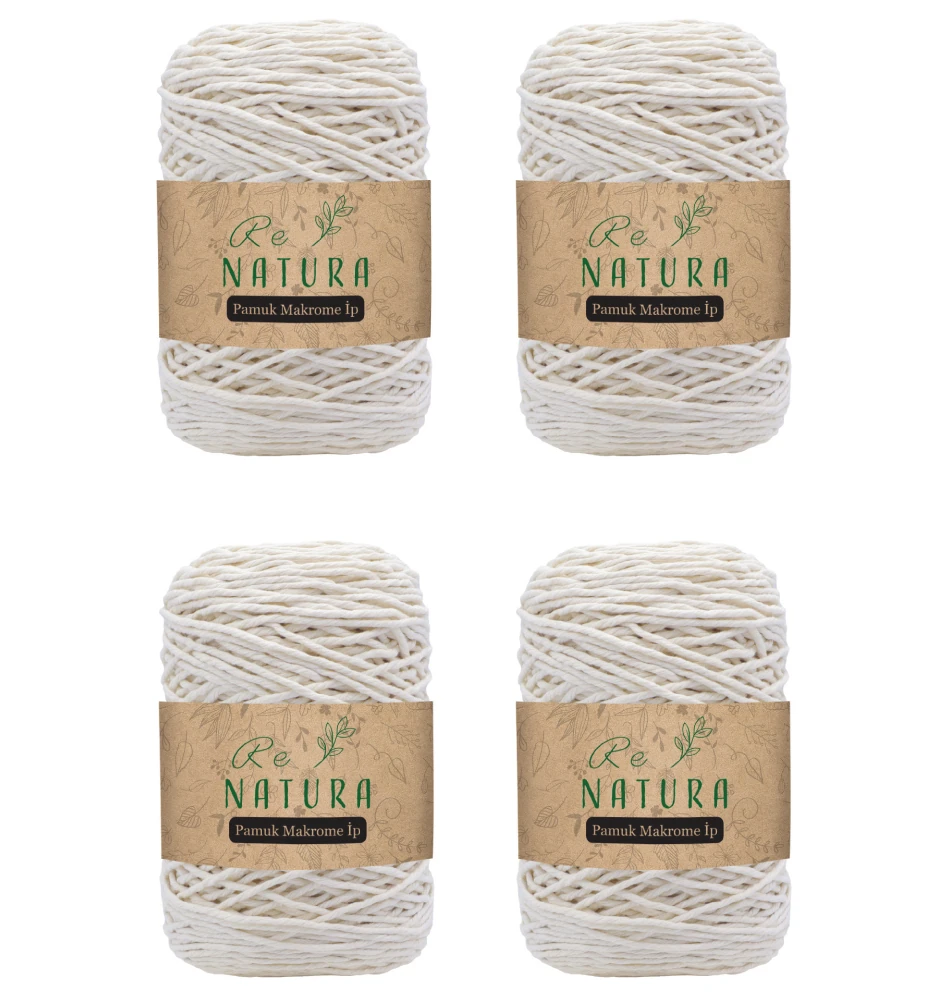 4'lü Taranabilir Makrome İp Seti - ŞEKER BEYAZ
