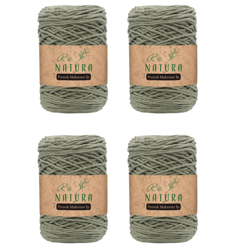 4'lü Taranabilir Makrome İp Seti - HAKİ YEŞİLİ