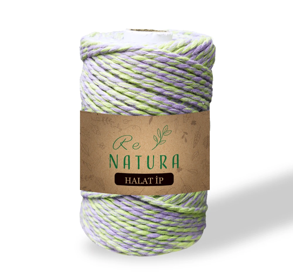 Halat Makrome İpi 3mm 500gr - LİLA - FISTIK YEŞİLİ