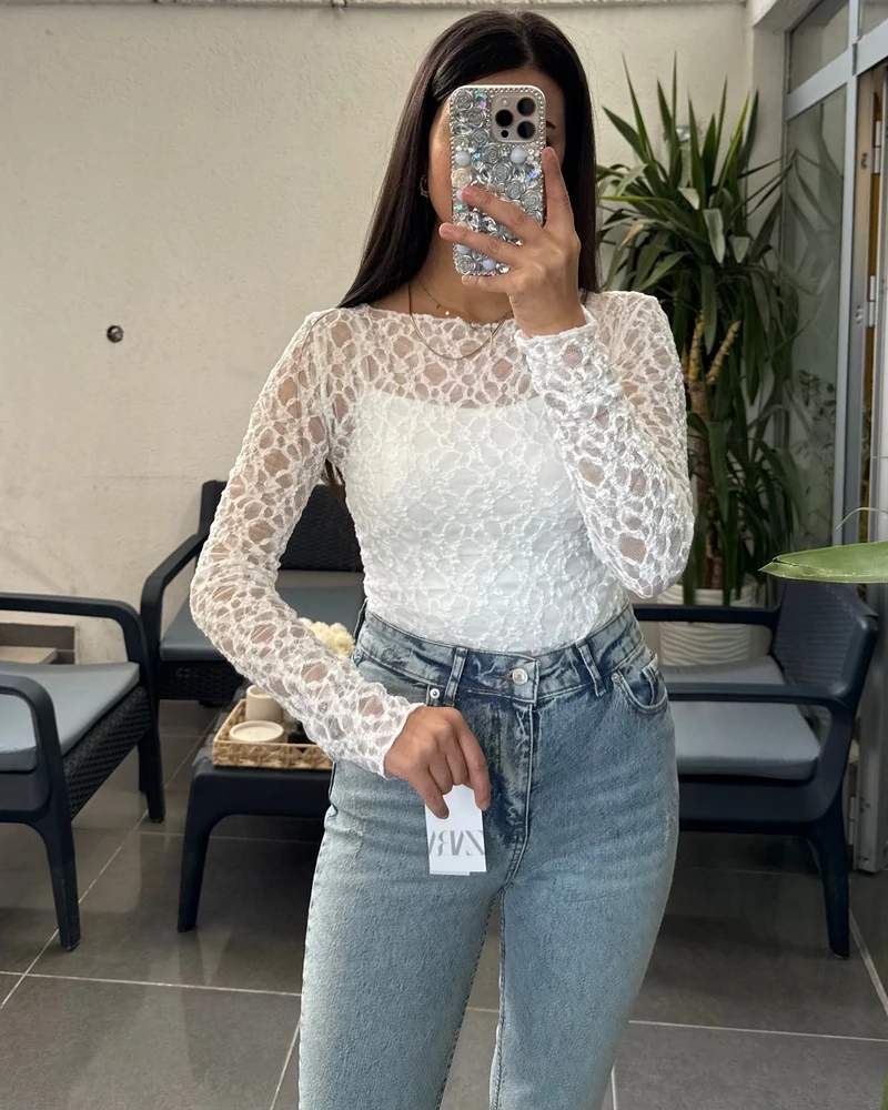 Dantel Uzun Kol Bluz