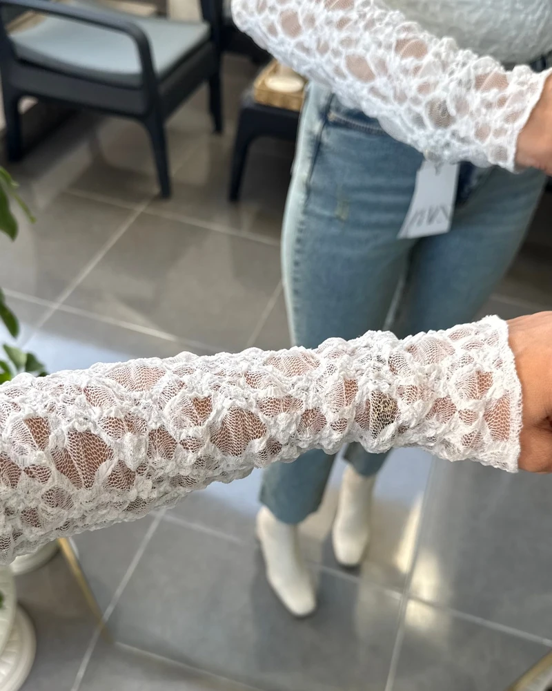 Dantel Uzun Kol Bluz