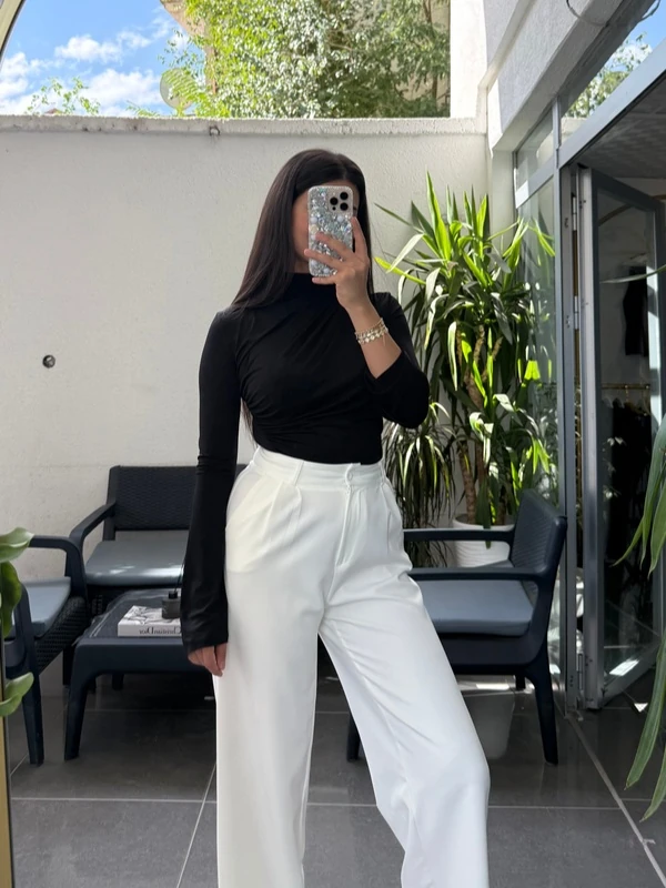 Beyaz Palazzo Pantolon