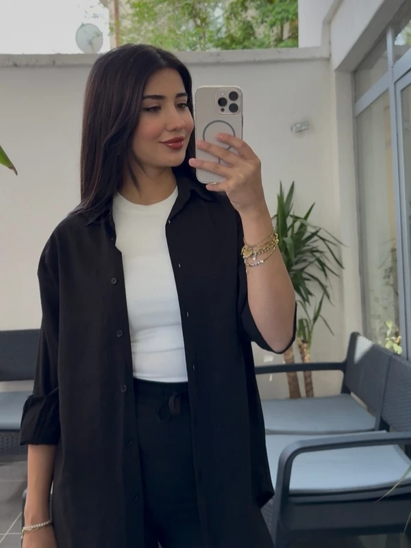 Siyah Modal Basic Gömlek