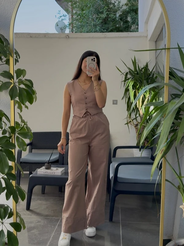Keten Yelek Pantolon İkili Takım