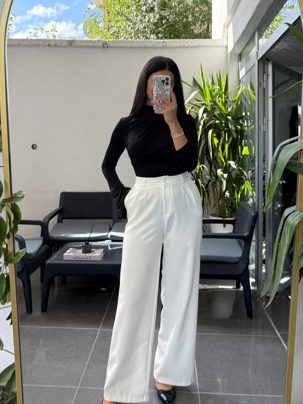 Beyaz Palazzo Pantolon - Beyaz