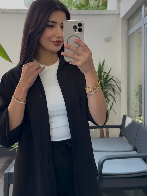 Siyah Modal Basic Gömlek